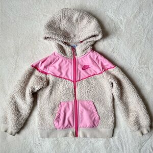 Nike Kids' Pink and Cream Fleece Hoodie